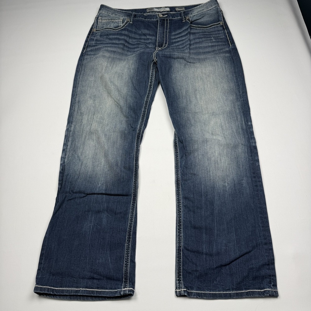 BKE Tyler Bootcut Jeans Mens 38x32 Blue Medium Wash Relaxed Stretch Denim